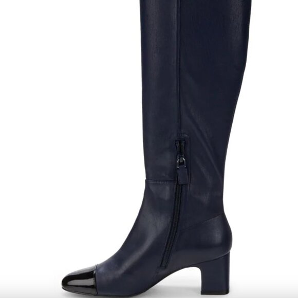 NEW STUART WEITZMAN Milla Cap Toe Knee High Boots BLACK LEATHER 9.5 B $850 - Picture 2 of 8